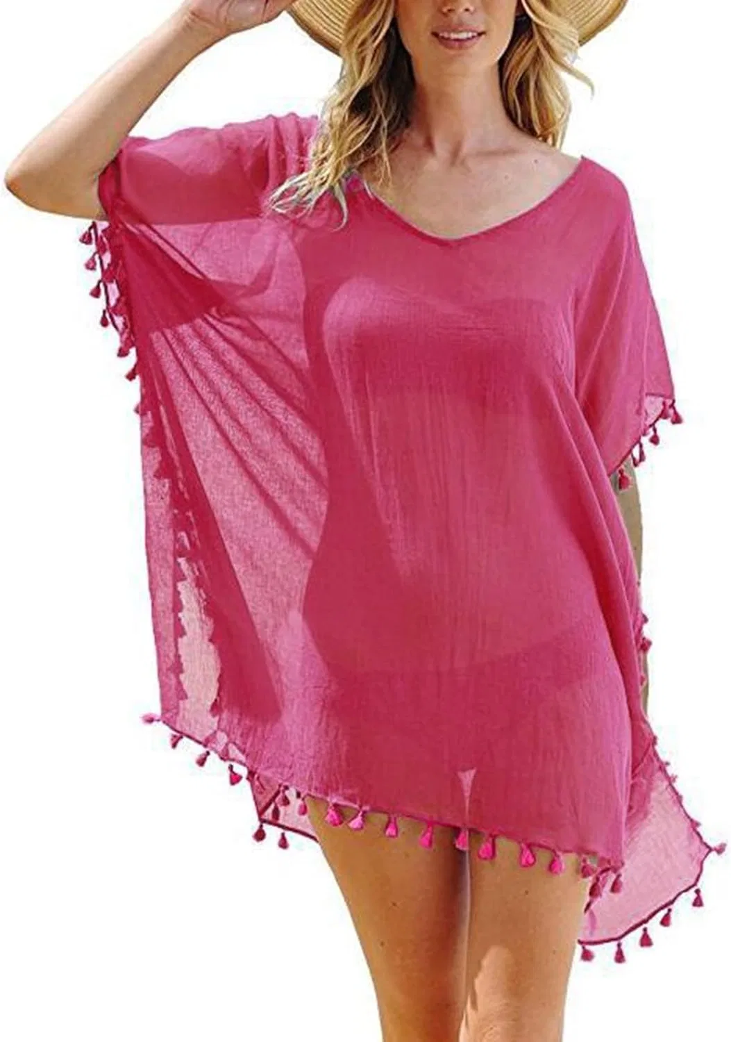 Женская пляжная накидка классическая купальник Solid, Hot Pink