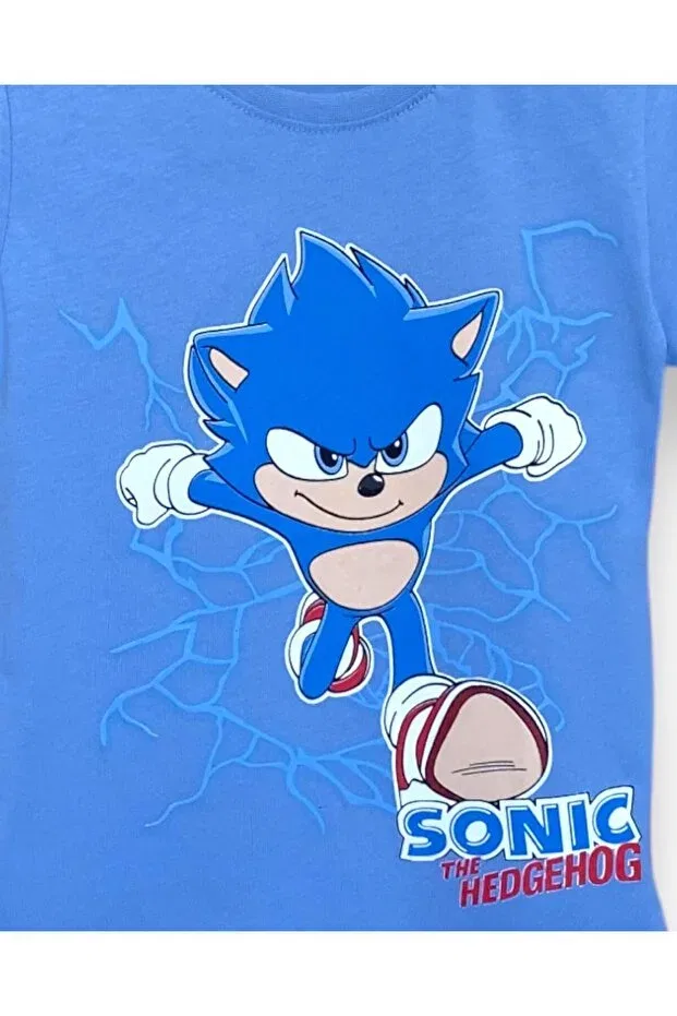 Детская футболка для мальчиков с принтом Sonic Crew Neck T-Shirt Little Tortoise, Blue — фото 3