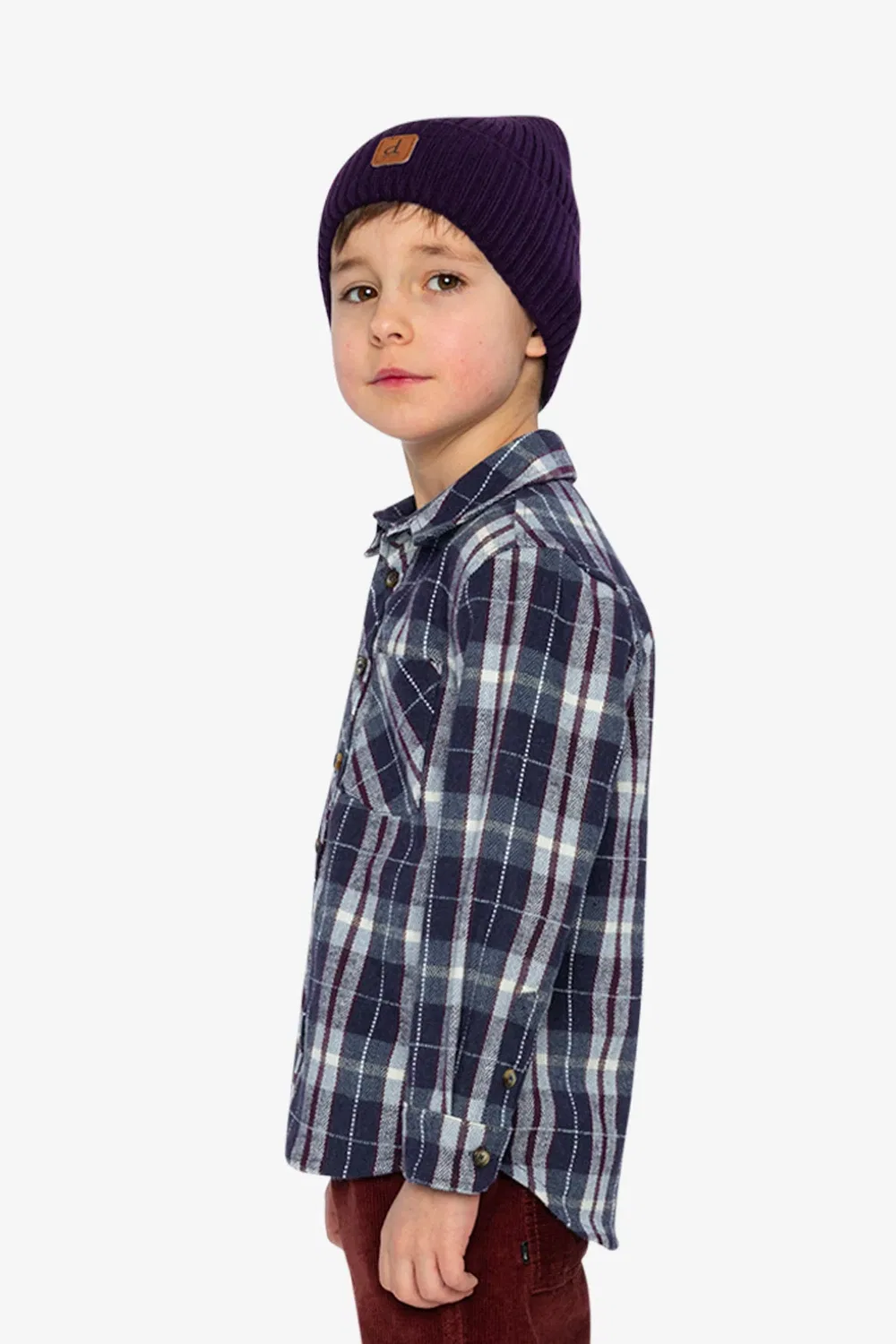 Детская рубашка из фланели с принтом Blue and White Plaid Deux par Deux, Blue and White Plaid — фото 3
