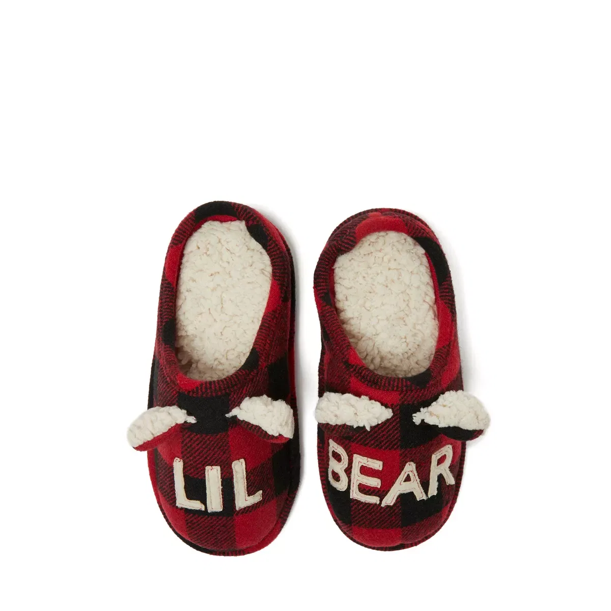 Детские тапочки-сабо для девочек с принтом Buffalo Check Lil Bear Dearfoams, Red Plaid — фото 4