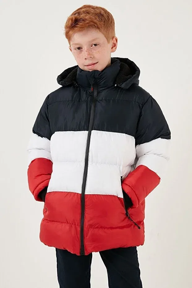Детское пальто-пуховик для девочек с капюшоном Plush lined removable hooded puffer coat boy's coat 57611967 Lela, Navy-White-Red