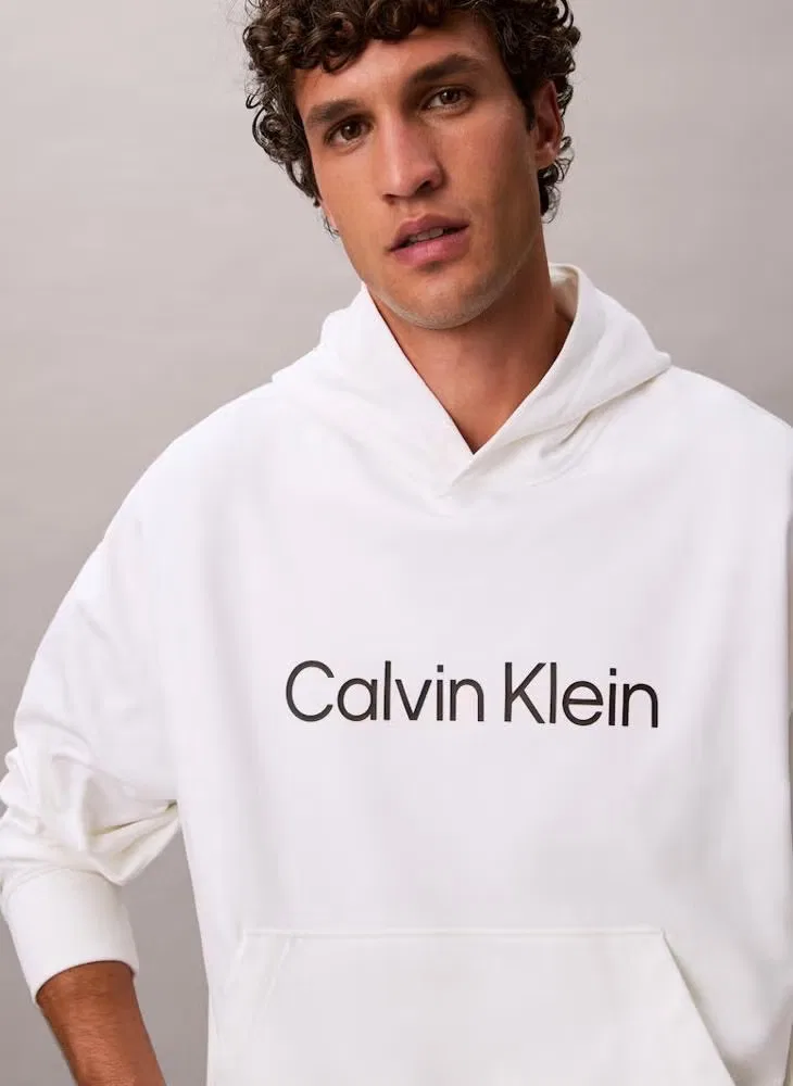 Худи с капюшоном с логотипом Calvin Klein, белый — фото 4