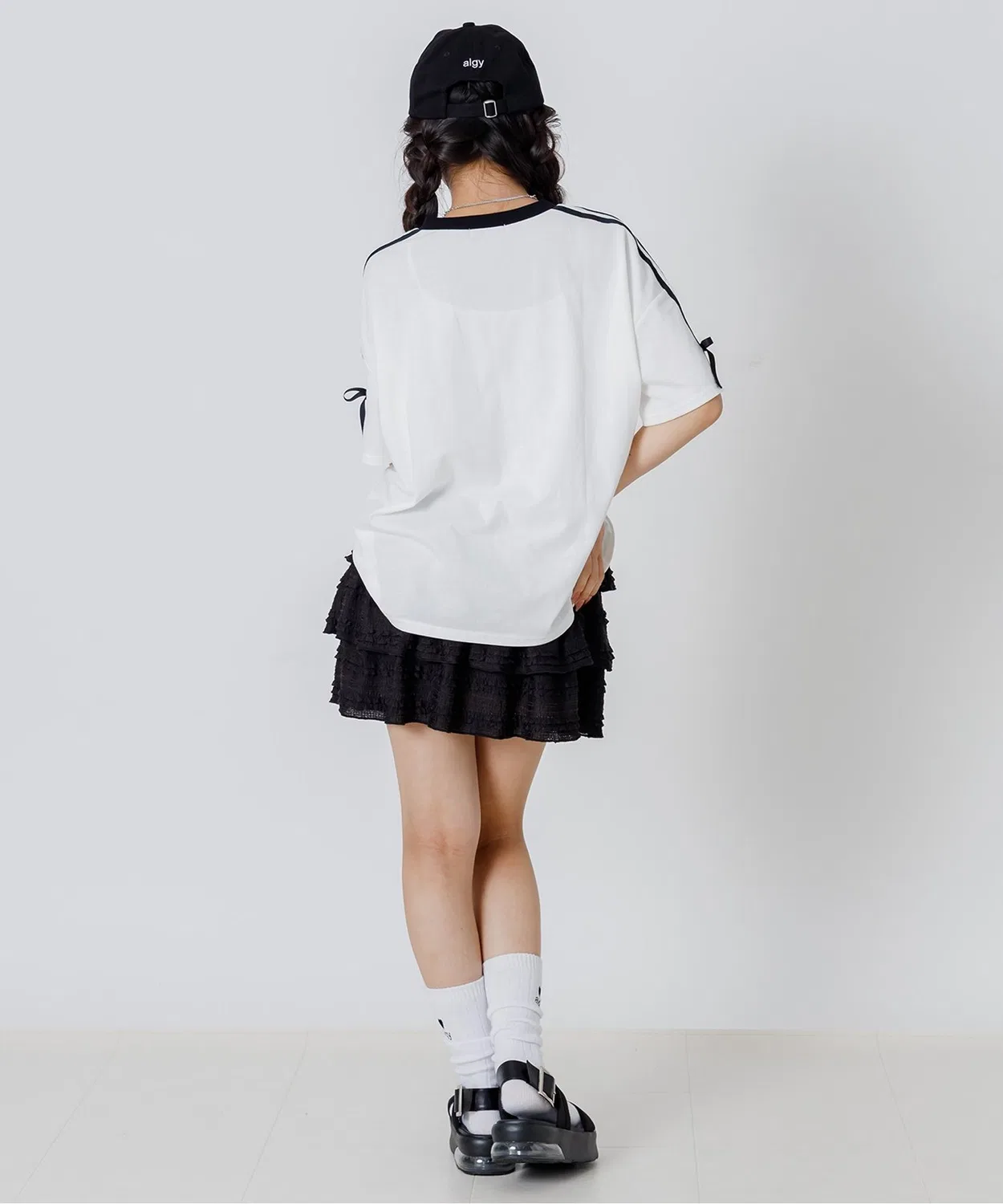 Детская футболка с принтом Ribbon Logo Big Short Sleeve T-Shirt algy, Off White — фото 3