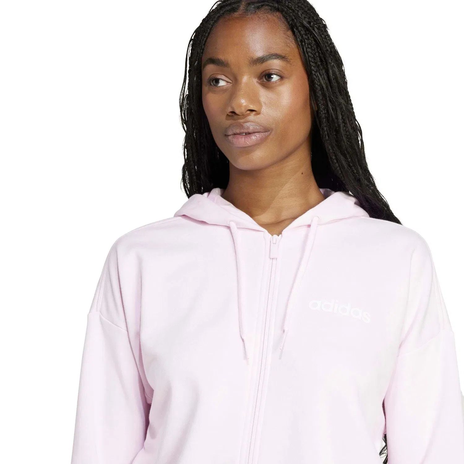 Женское худи с капюшоном и молнией Adidas Sport W Lin Ft Fz Hd Sweatshirt, Rosa — фото 4