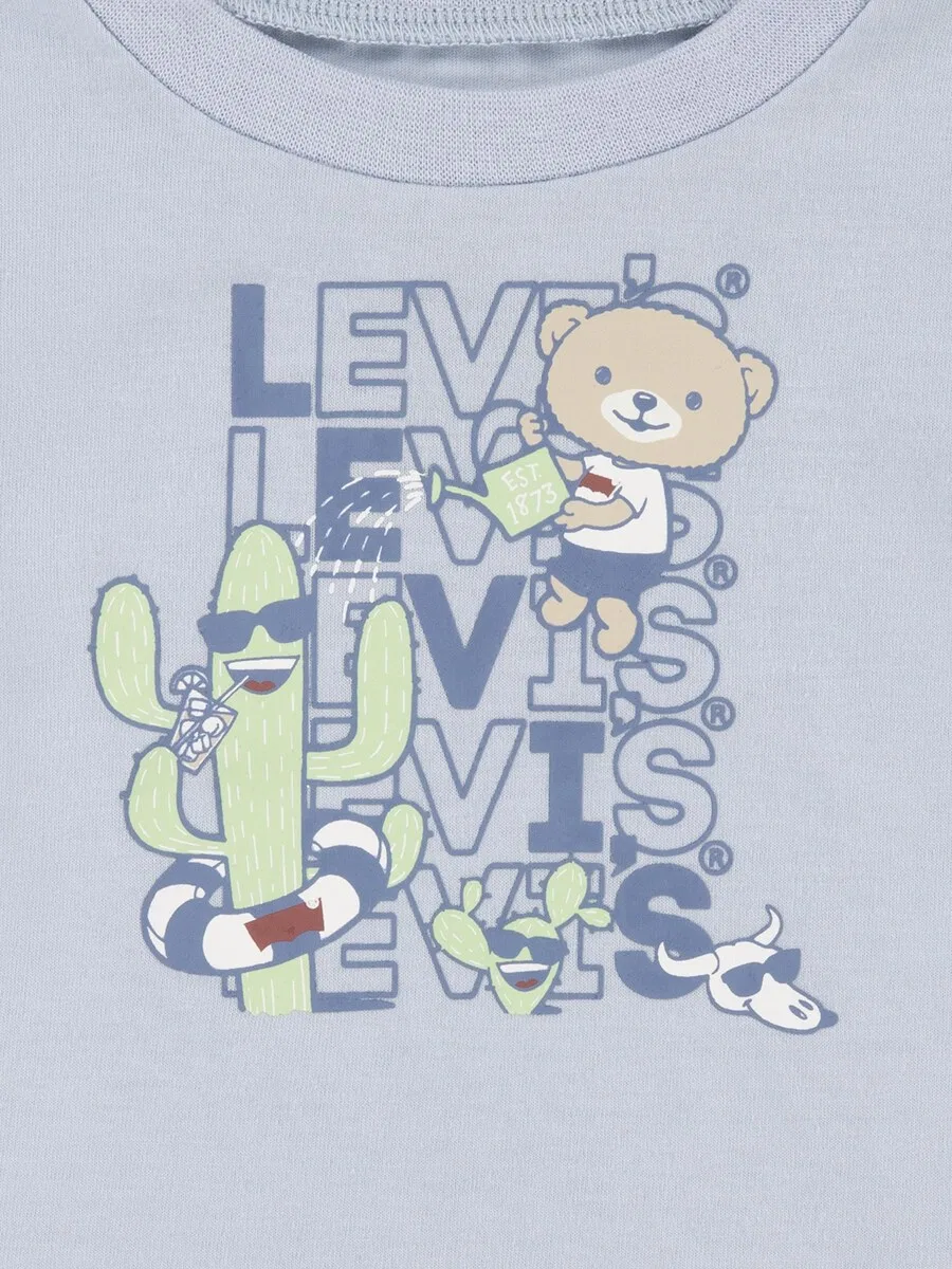 Детский комплект из синей джинсовой ткани, светло-голубой Levi'S Kids — фото 3