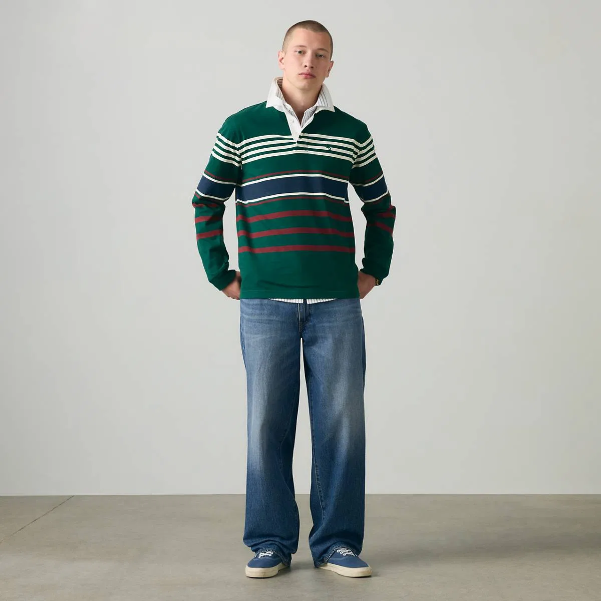 Регбийная футболка Union Levi's, Amos Stripe Ponderosa Pine - Green — фото 3