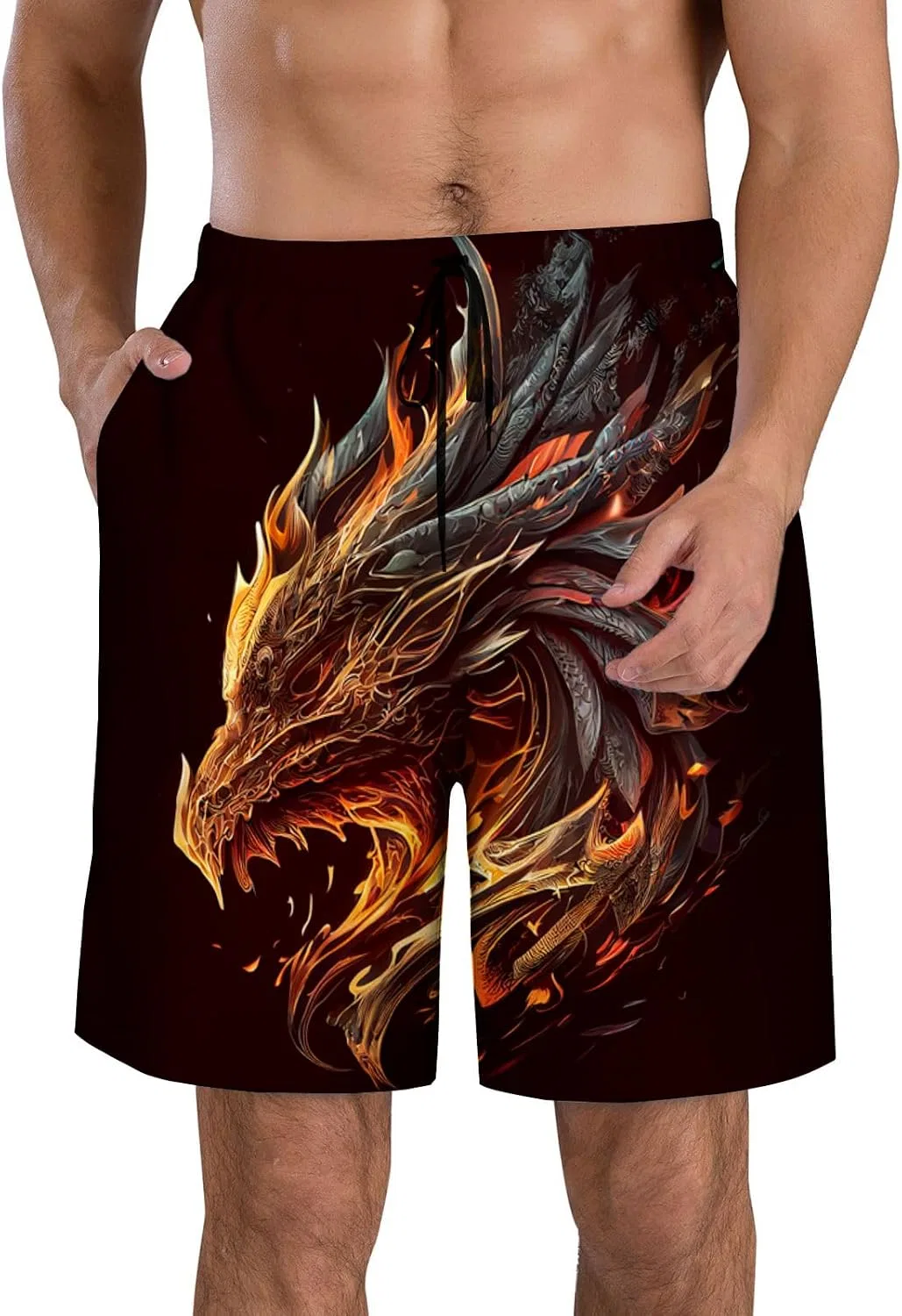 Женские шорты для плавания быстросохнущие с карманами, Red and Black 3