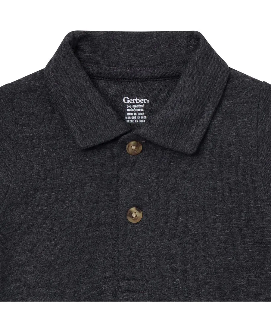 Поло-боди с коротким рукавом, с застежкой на кнопках Gerber, Black — фото 2