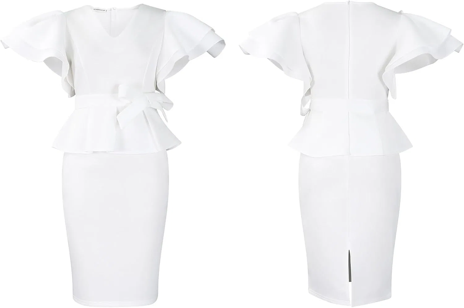Женское коктейльное платье миди с круглым вырезом Bodycon, White — фото 3
