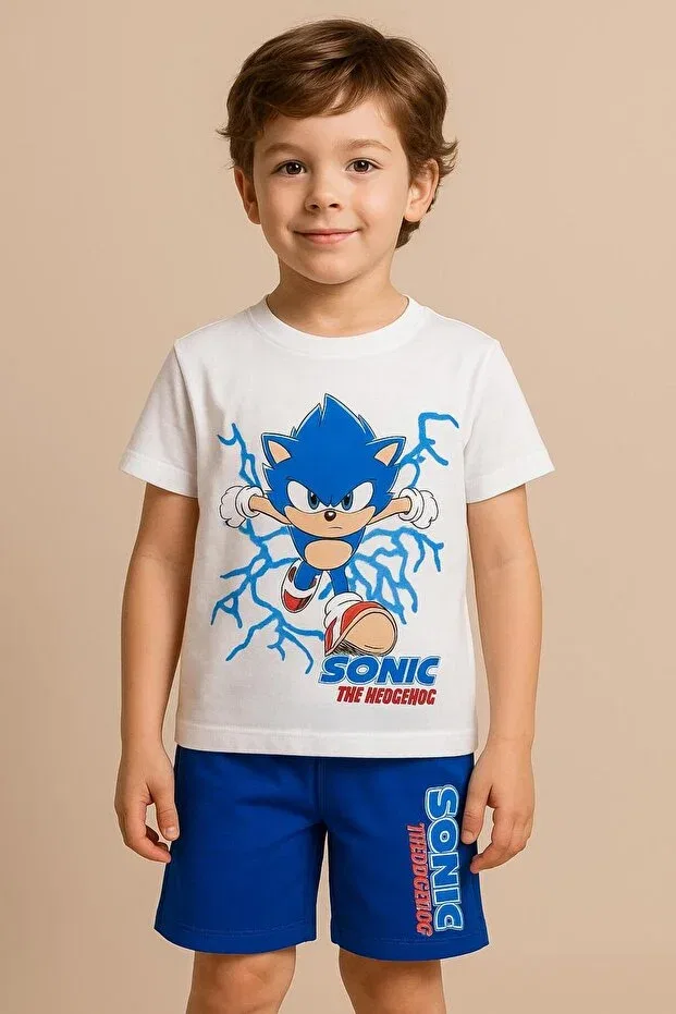 Детская футболка с принтом Boys Sonic Printed Summer Regular Fit T-Shirt Little Tortoise, Multicolor