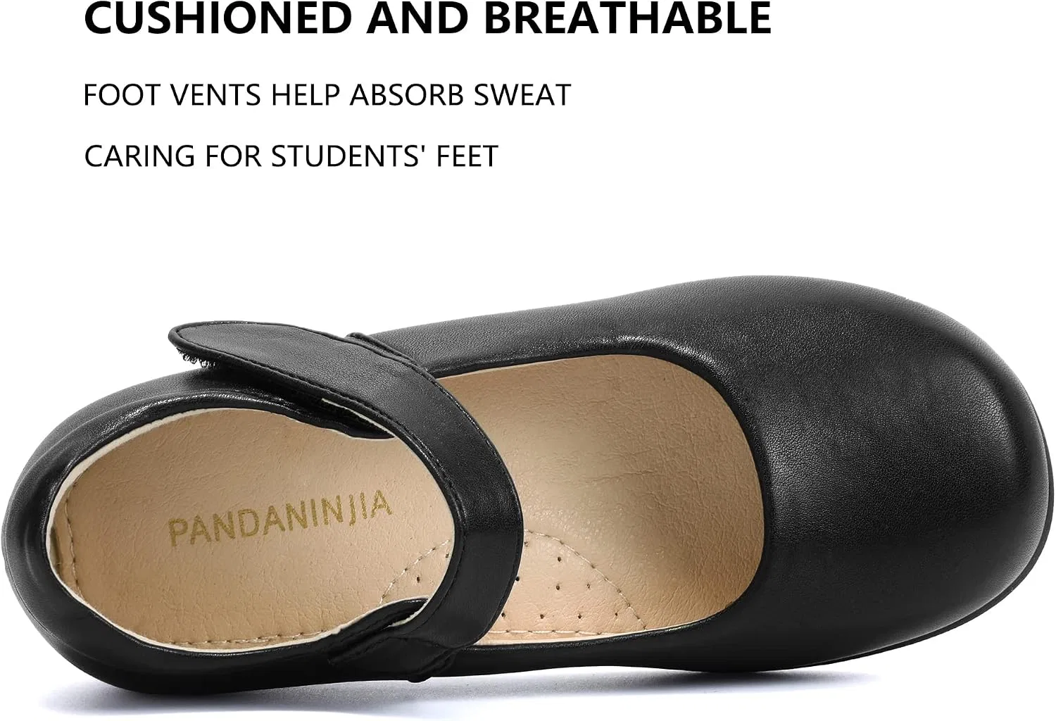 Детские туфли Мэри Джейн для девочек PANDANINJIA, Black — фото 4