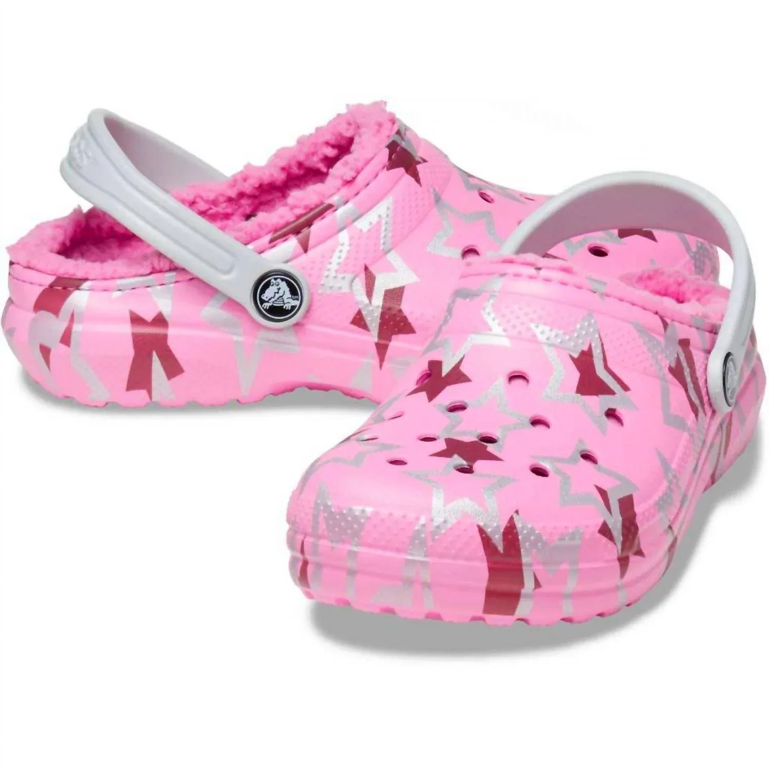Детские клоги Crocs Classic Lined Disco Dance Party с утеплителем, Taffy Pink Multi — фото 3