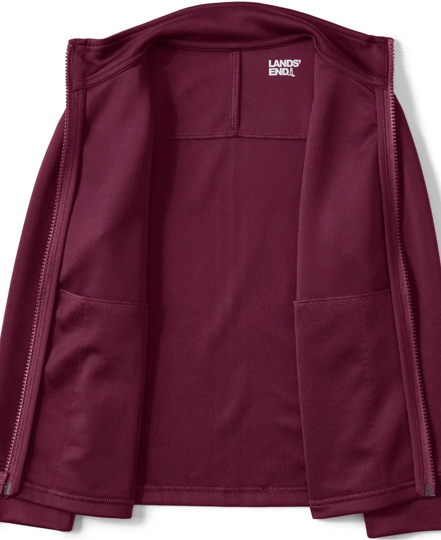 Детская спортивная куртка с молнией, модель Kids Active Performance Full Zip Jacket Lands' End, Burgundy — фото 4