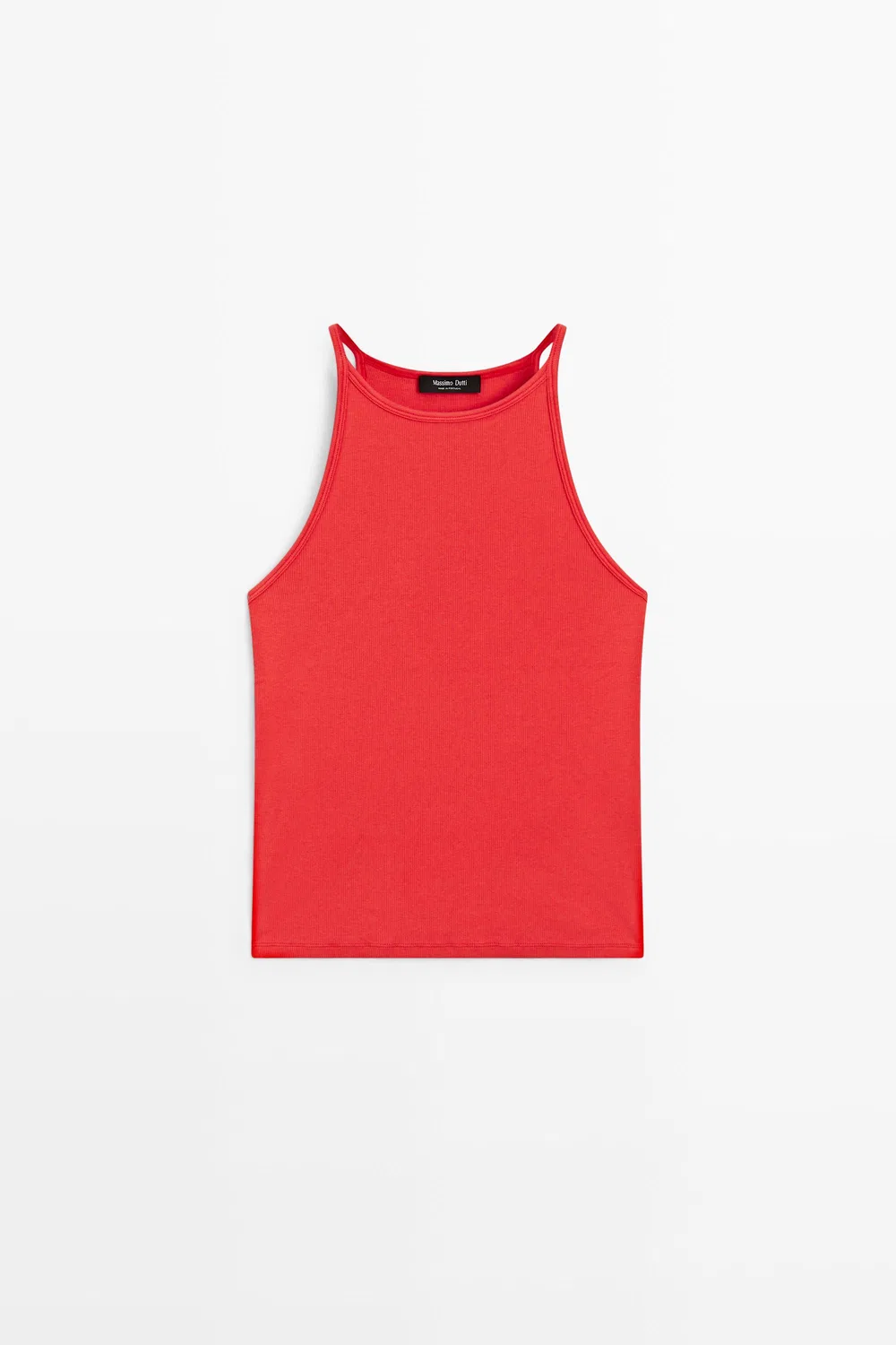 Топ Massimo Dutti Cotton Blend Halter, коралловый — фото 2