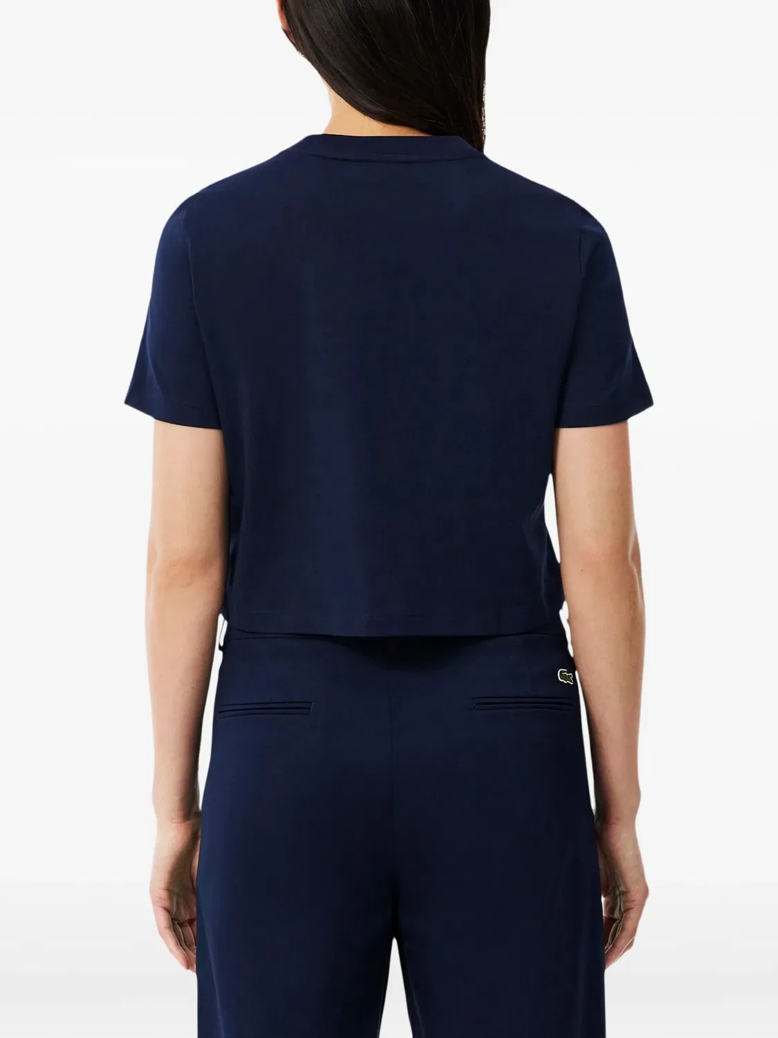 Укороченная футболка синего цвета Lacoste, синий — фото 3
