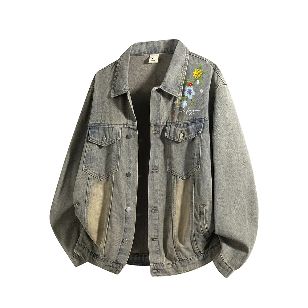 Детское джинсовое пальто с лацканами Denim Jackets, PAL ONGACO, Washed Yellow Mud