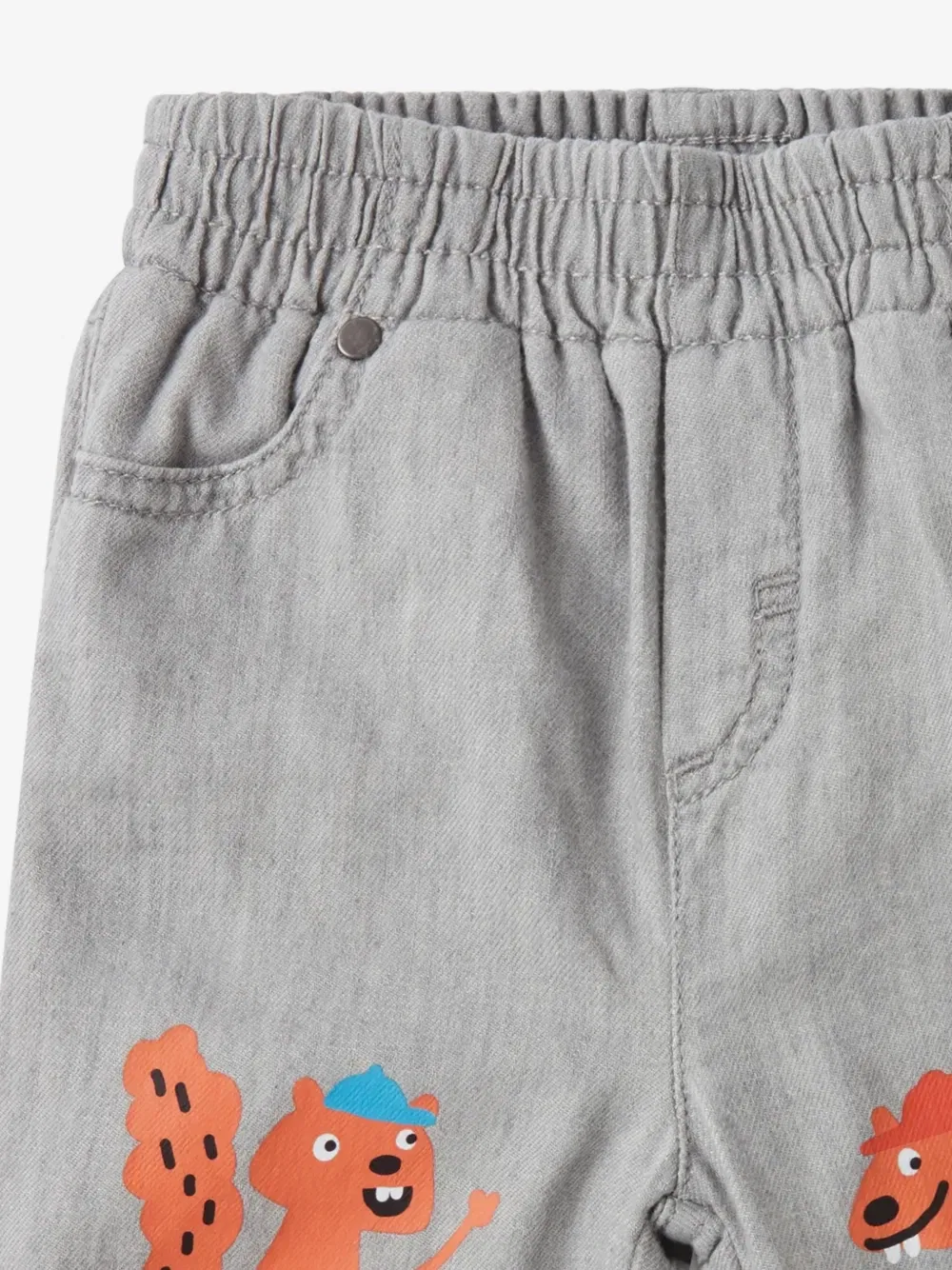 Джинсы с эластичным поясом и принтом в виде белки Stella McCartney Kids, серый — фото 3
