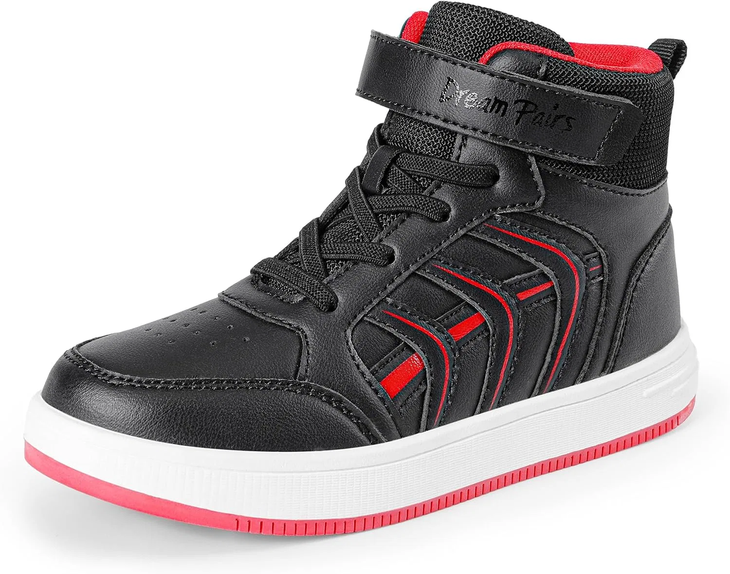 Детские кроссовки высокие с принтом DREAM PAIRS, Black/Red
