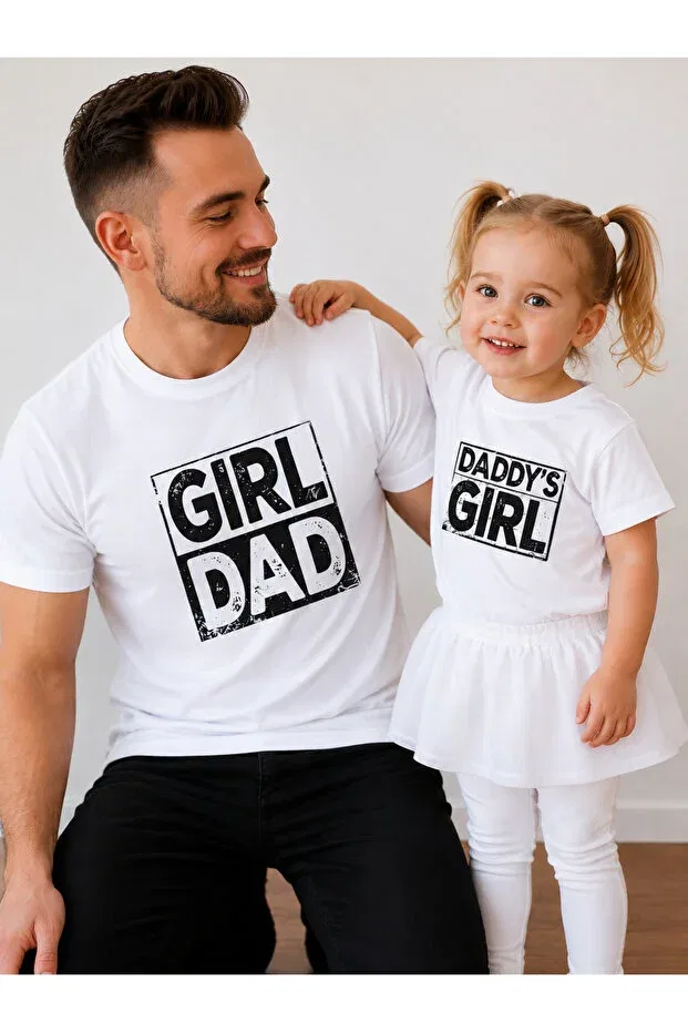 Детская оверсайз-футболка для девочек с принтом Father Child Oversize T-Shirt Vodexa, White