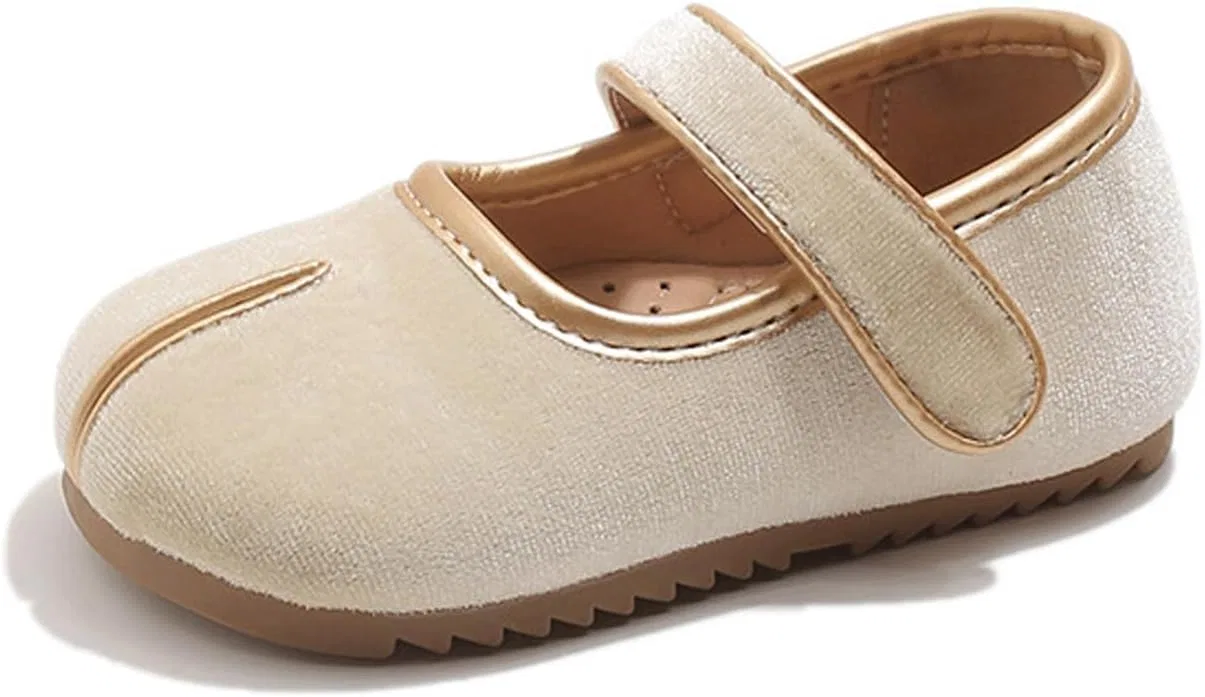 Детские балетки для девочек с золотой отделкой Tabi Flats RYLENDOR, Beige