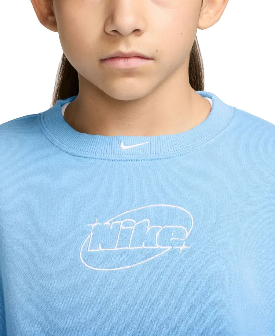 Свитшот женский из флиса с боксовым кроем Sportswear Studio Nike, Football Blue/White — фото 2
