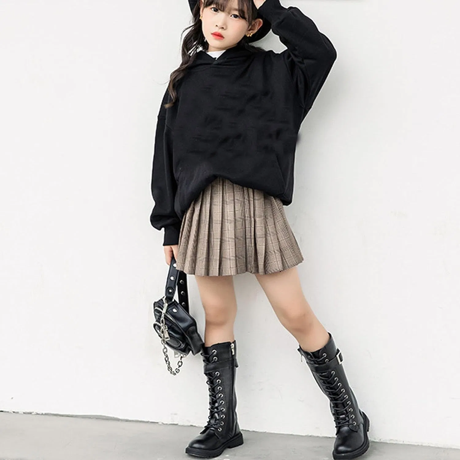 Детские ботинки на шнуровке с кружевом, модель Riding Boots, PU-кожа — фото 3