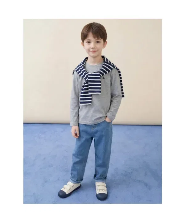 Футболка с длинным рукавом супима хлопок Beanpole Kids, серый — фото 3