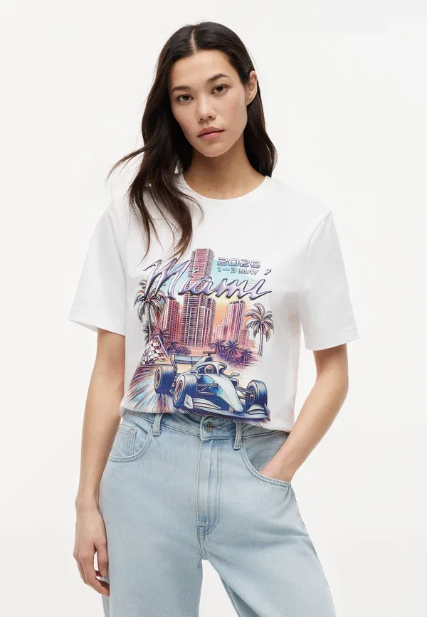 Футболка хлопковая Th x Cadillac Formula 1 Team Miami Graphic Tee Unisex Tommy Hilfiger, White, белый — фото 4