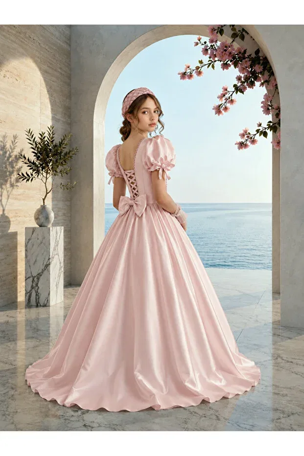 Детское платье для девочек с длинным рукавом Modest Kids, Salmon — фото 2