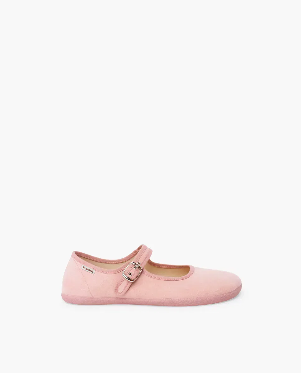 Детские балетки для девочек с пряжкой Merceditas de niña barefoot suede hebilla Pisamonas, Rosa