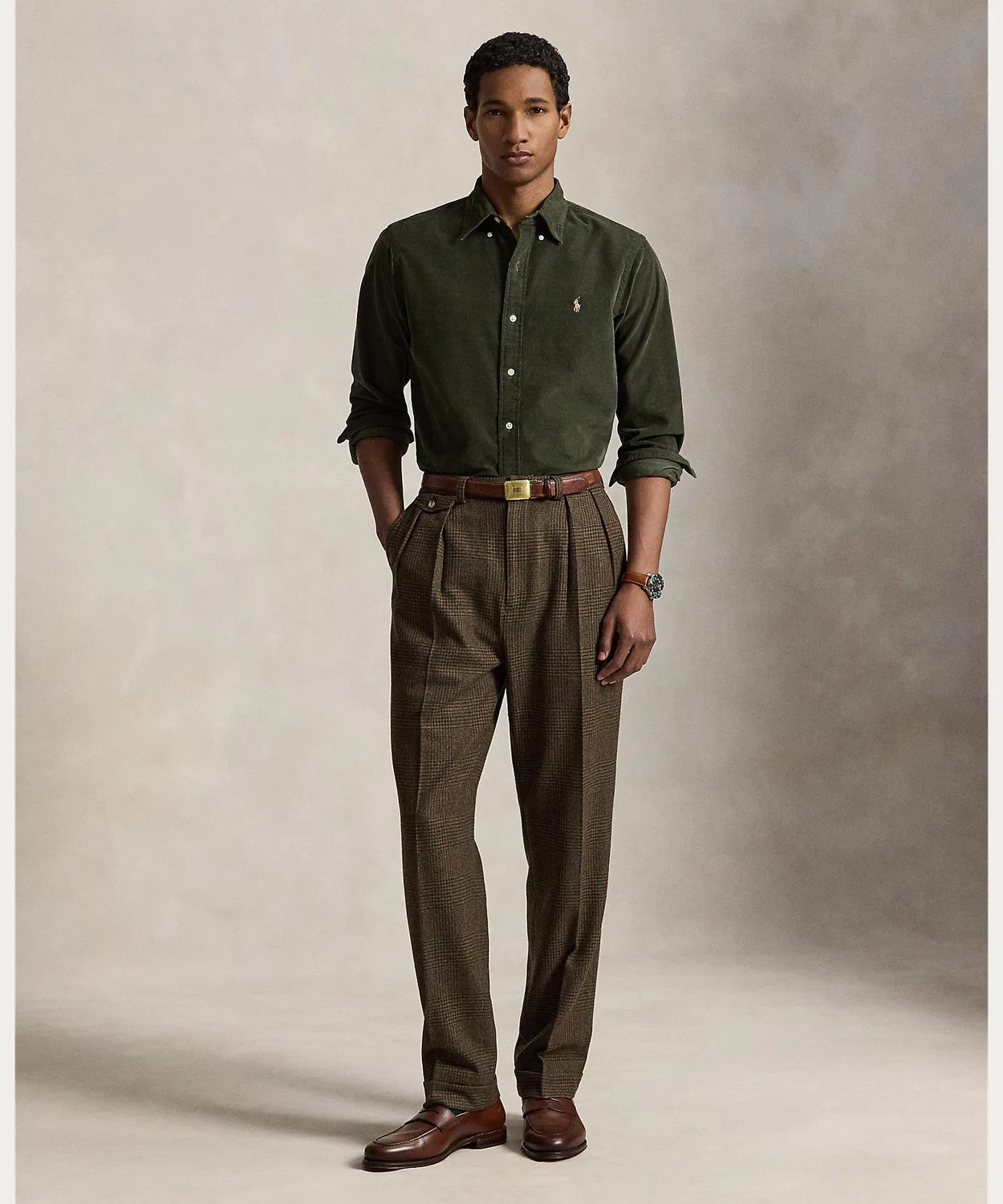 Мужская рубашка из вельвета с длинным рукавомClassic Fit POLO RALPH LAUREN, Green — фото 3