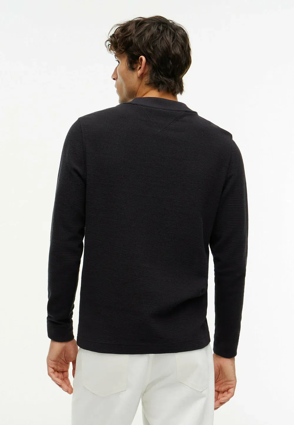 Текстурированная футболка с длинными рукавами Tommy Hilfiger, Black — фото 3