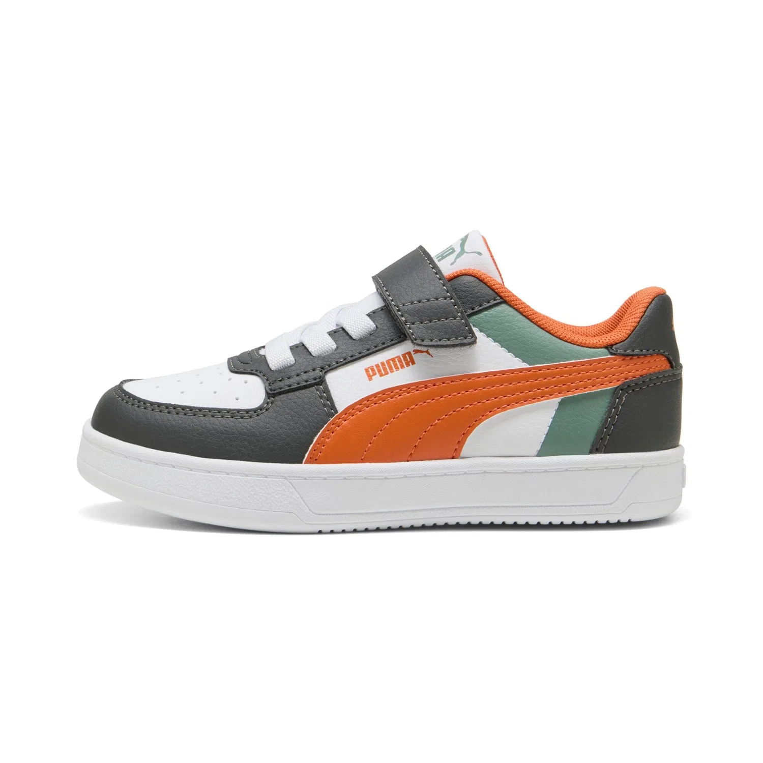 Детские кроссовки для мальчиков с синтетическим верхом PUMA Caven 2.0 Block Ac+ Ps, Green Moon Maple Syrup PUMA White