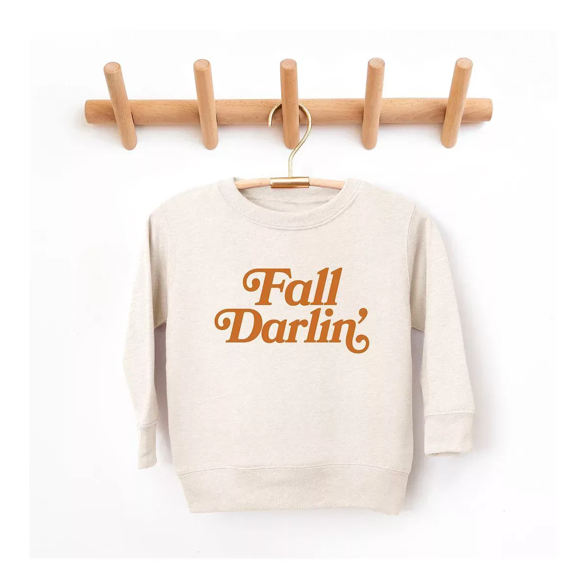Детский свитшот для девочек с принтом Fall Darlin' The Juniper Shop, Natural — фото 2