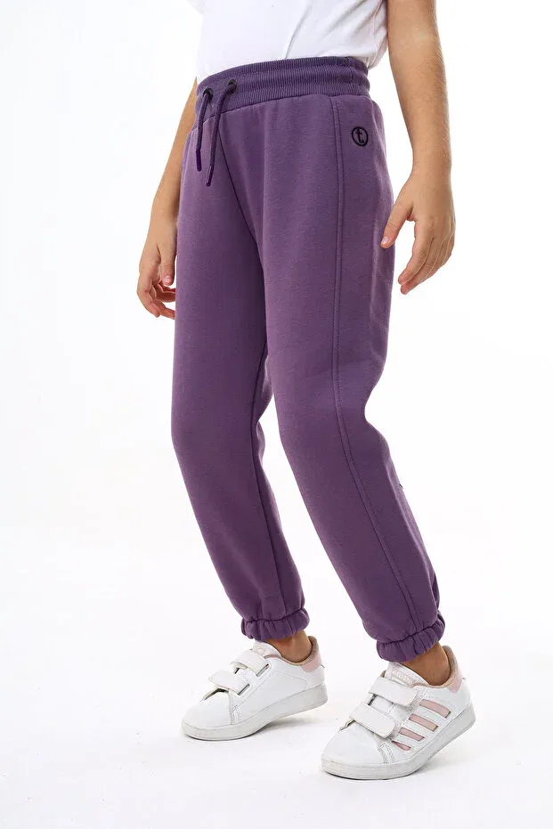 Детские спортивные штаны для девочек с вышивкой Toontoy, Purple — фото 3
