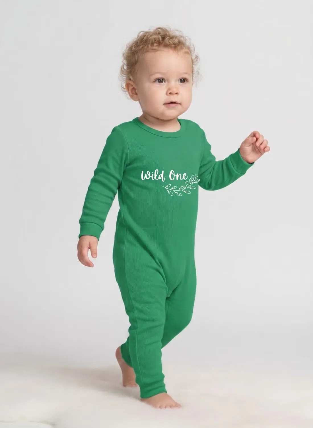 Боди-комбинезон с длинным рукавом Baby wild one Babyqlo, зеленый