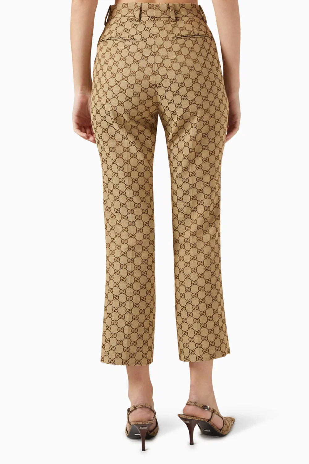 Брюки хлопковые GG Monogram Gucci, бежевый — фото 3