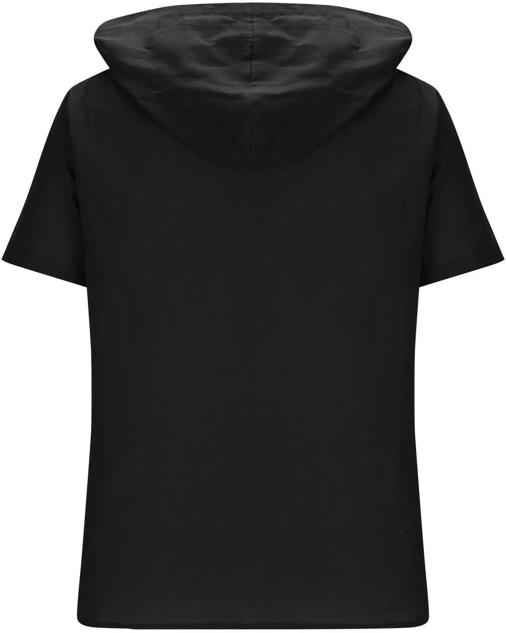 Мужская спортивная футболка с капюшоном и пуговицами, Black — фото 4