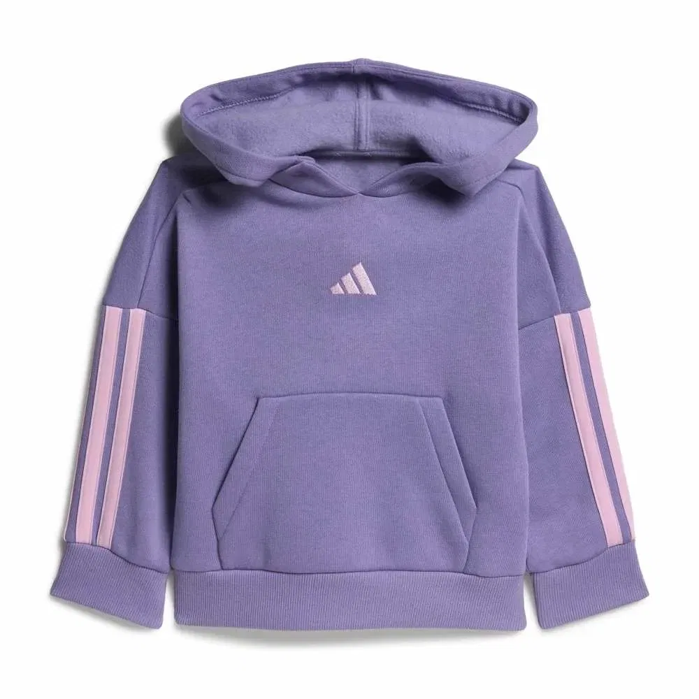 Детский комплект для девочек с флисом Adidas Essentials 3 Stripes Fleece Joggers, Purple — фото 2