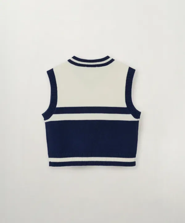 Жилет с цветными блоками, V-образный вырез, Satur Kids, Navy — фото 4