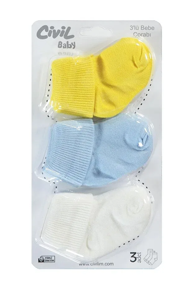 Детский комплект носков для девочек из 3 пар с моделью Baby 3-piece socks set Civil Baby, Yellow — фото 4