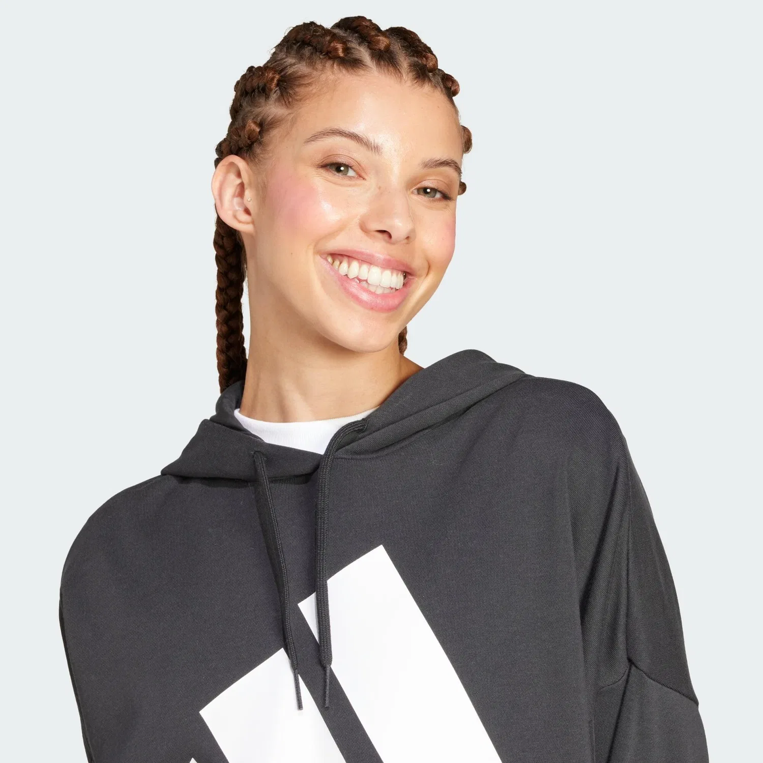 Мужское худи свободного кроя Essentials Big Logo French Terry Loose Hoodie Adidas, Schwarz Weiss — фото 4
