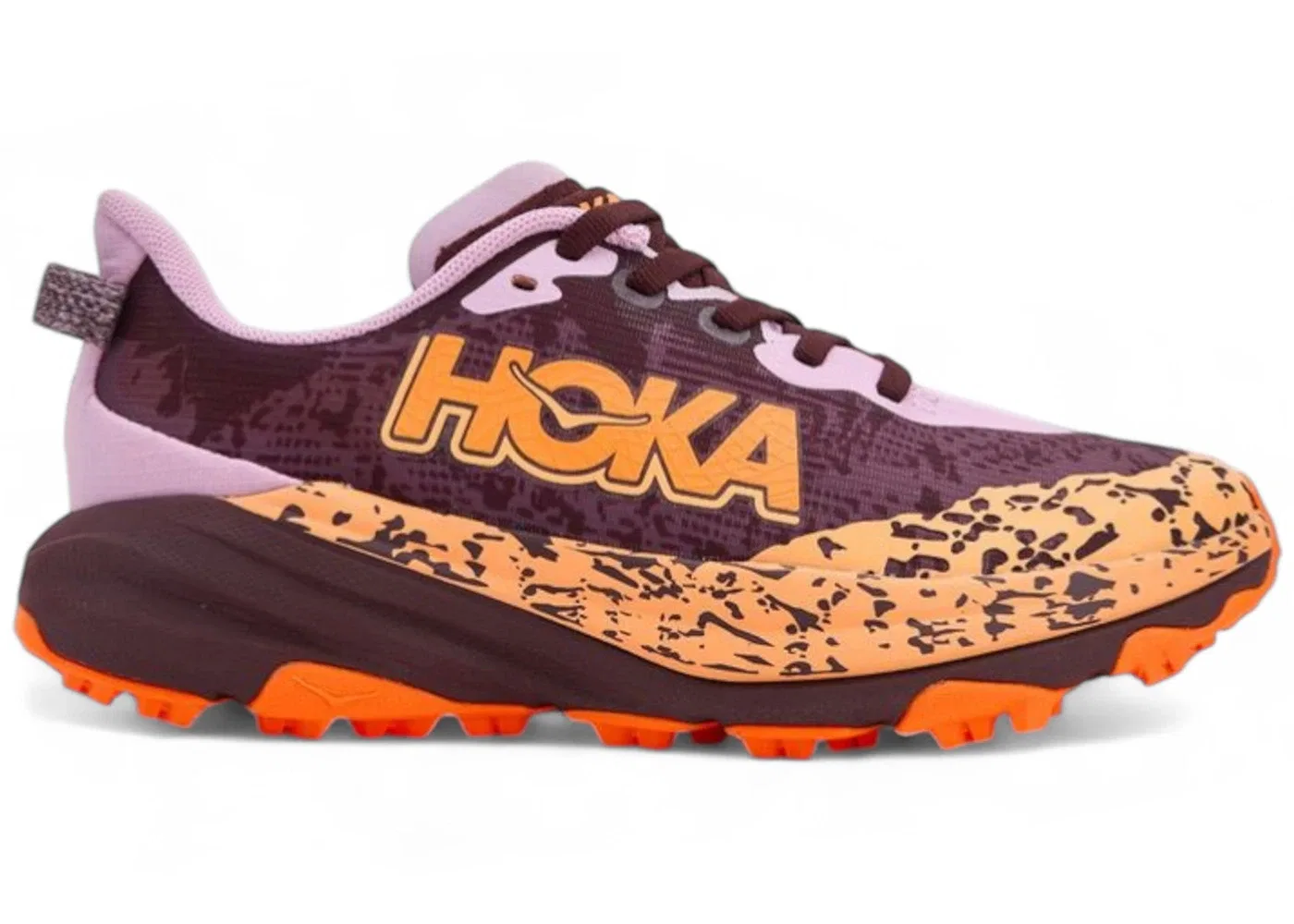 Детские кроссовки для бега с агрессивным протектором Hoka One One Speedgoat 6, Flower Nectar/Neon Tangerine
