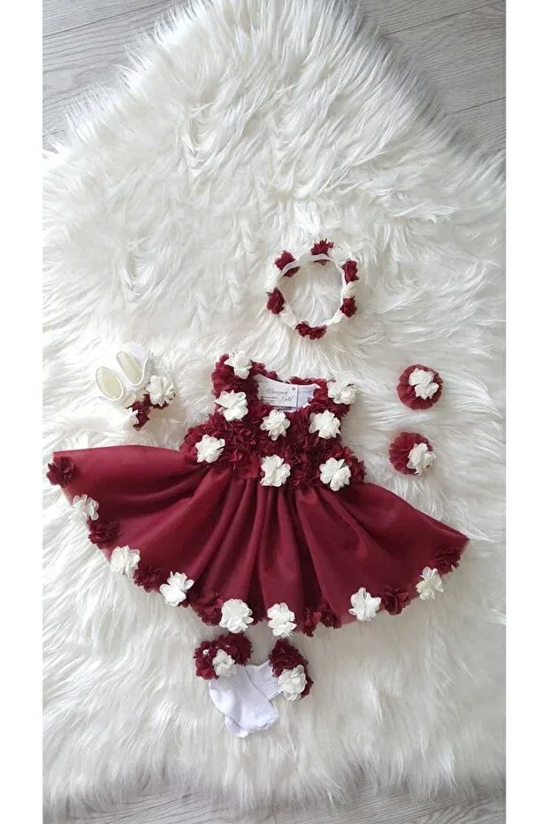 Детское платье для девочек с длинным рукавом Gold Tekstil, Burgundy