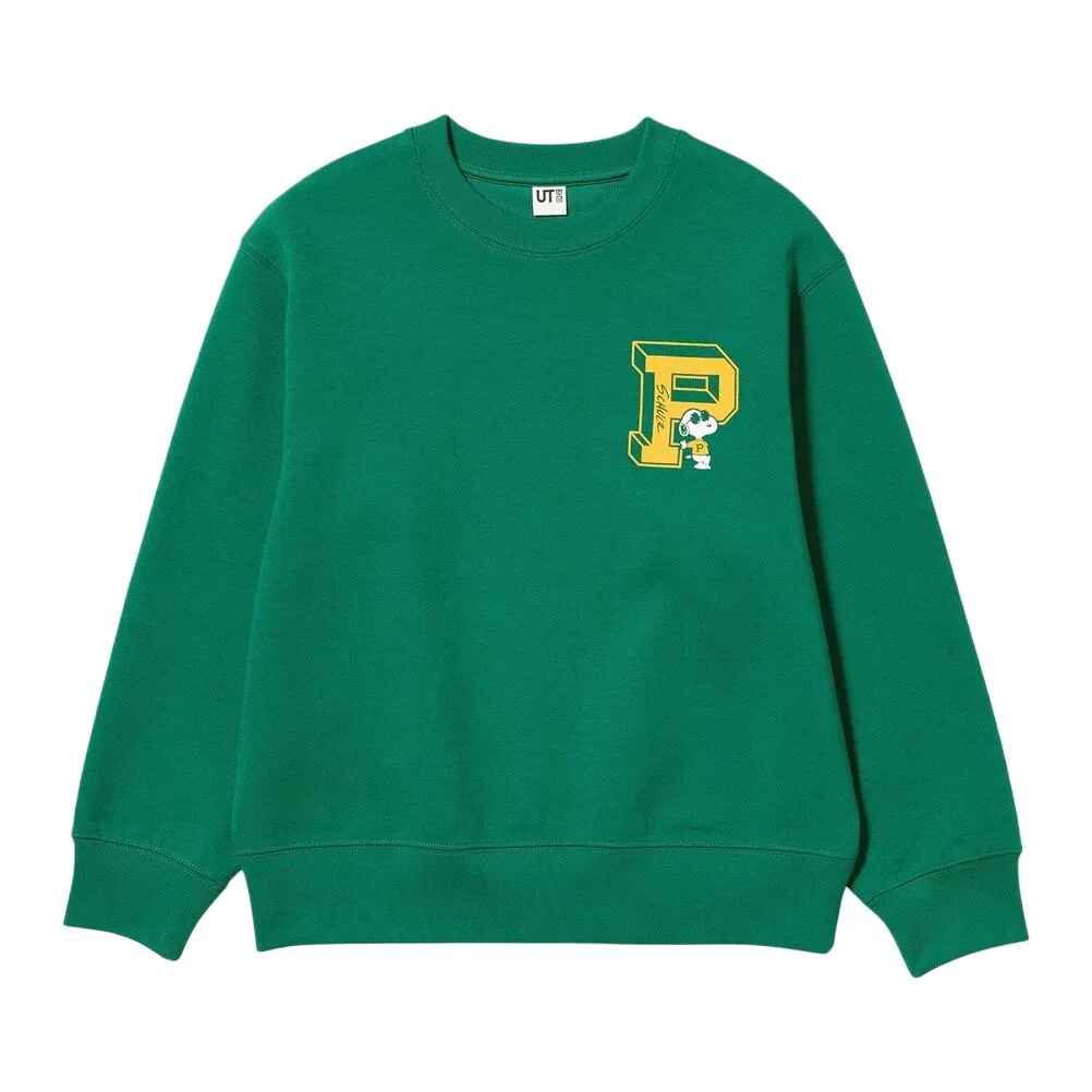 Детский свитшот с круглым вырезом, X PEANUTS, UNIQLO, Color 55 Turquoise