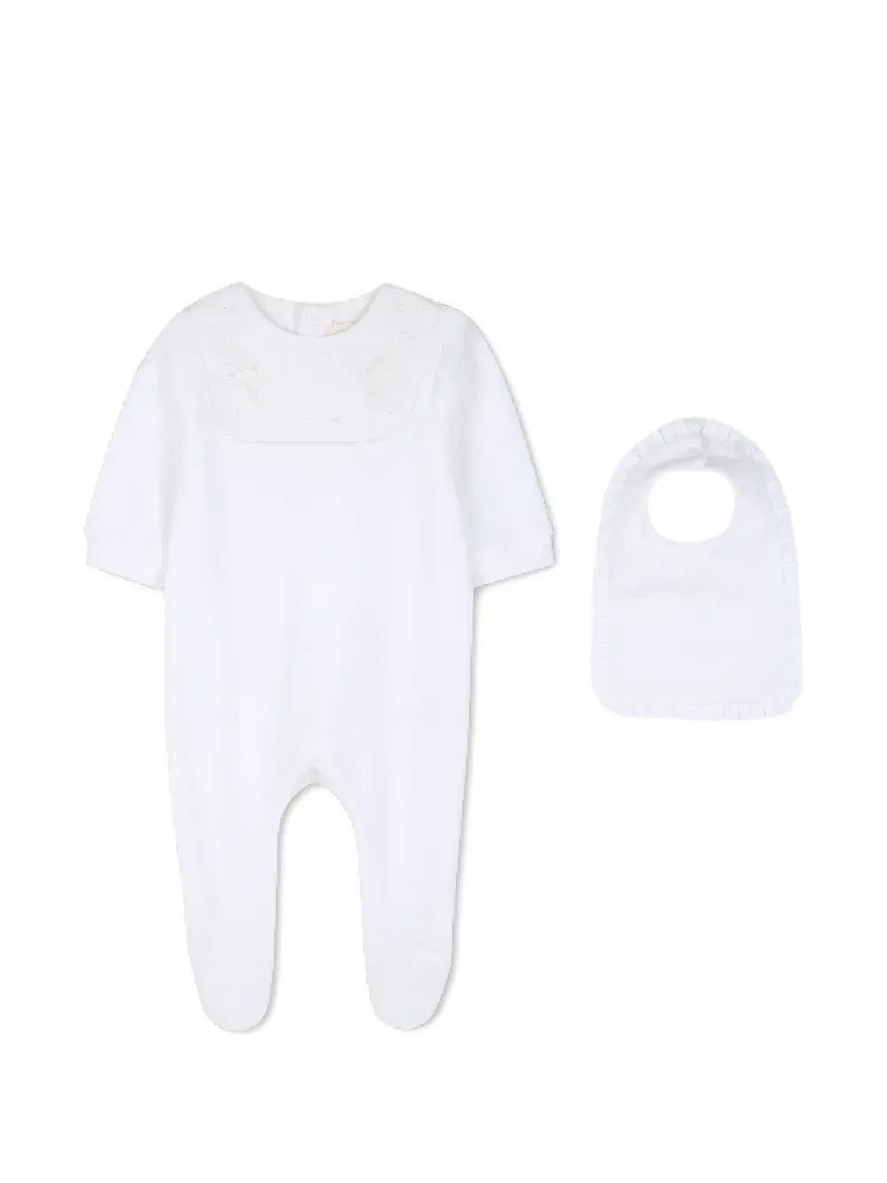 Пижама с оборками и вышивкой Givenchy Kids, белый