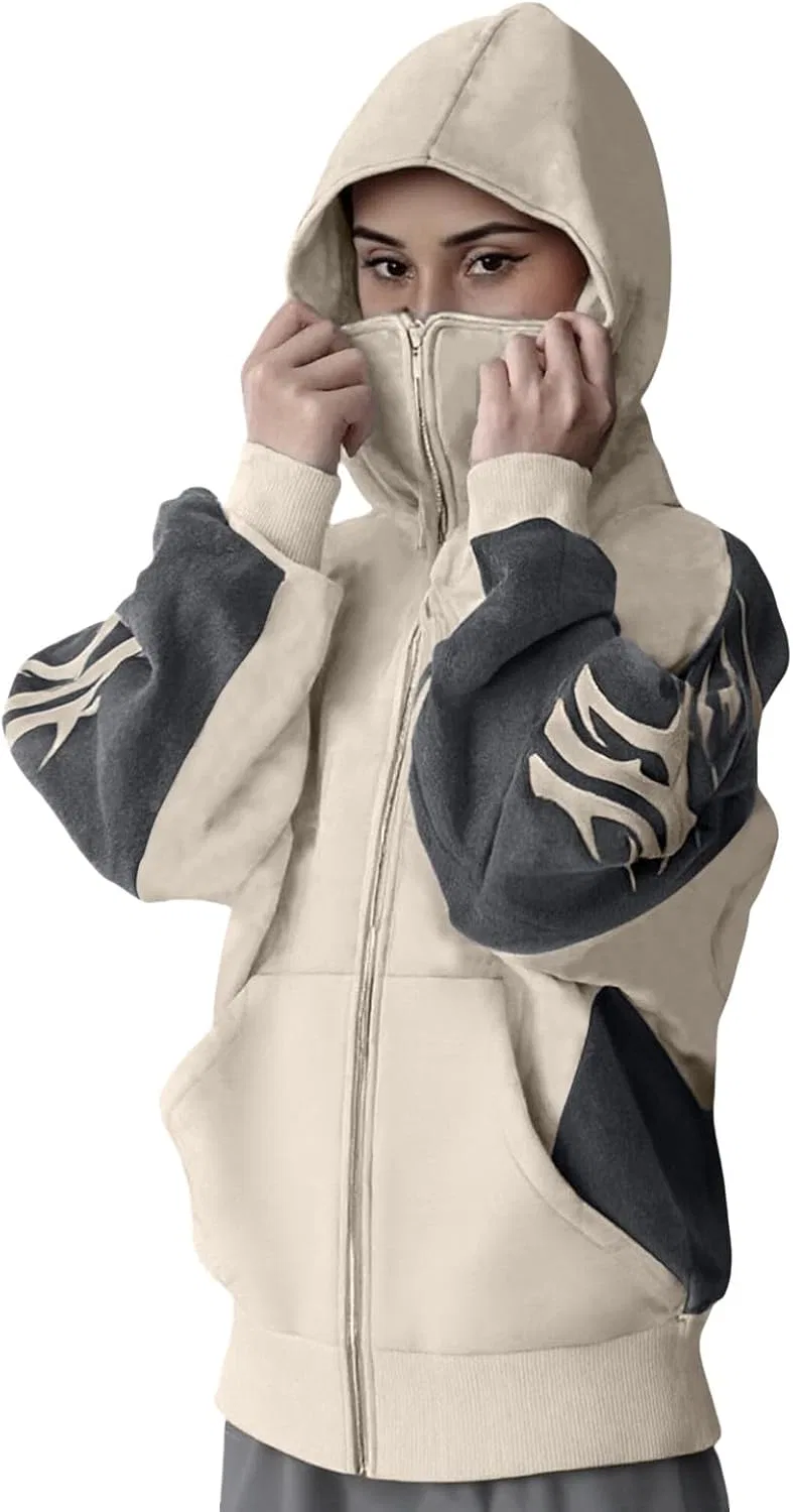Худи с капюшоном и маской, двустороннее, ветрозащитное, Generic, A-khaki — фото 2