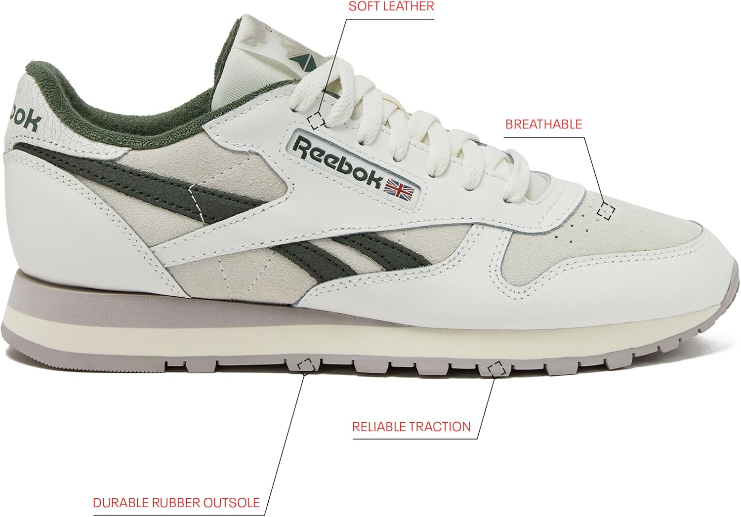 Кроссовки Reebok Classic Leather для мужчин, зеленый — фото 2