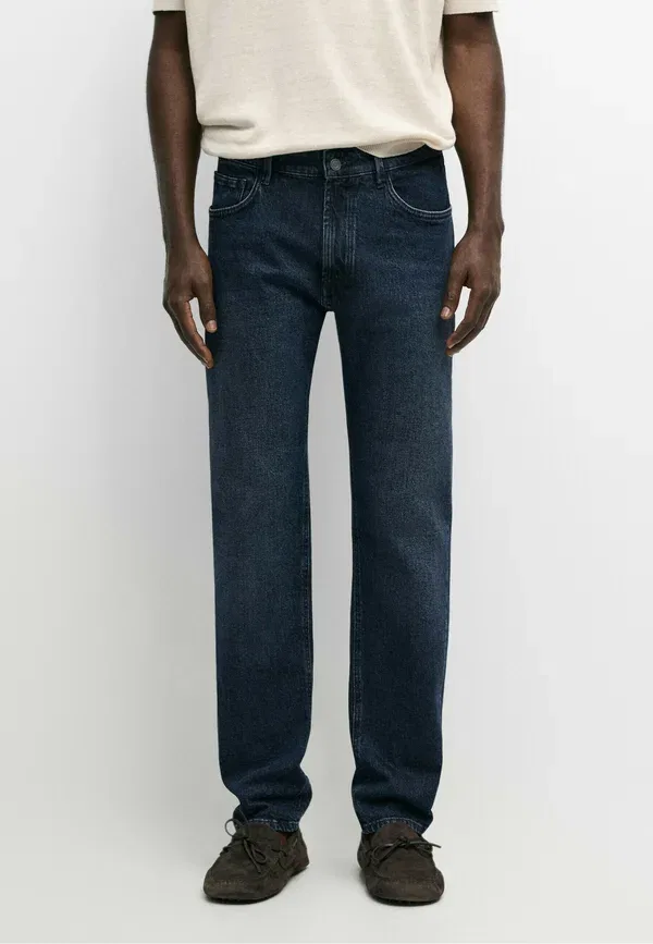 Джинсы из хлопка с эластаном Slim fit jeans Massimo Dutti, dark blue, темно-синий