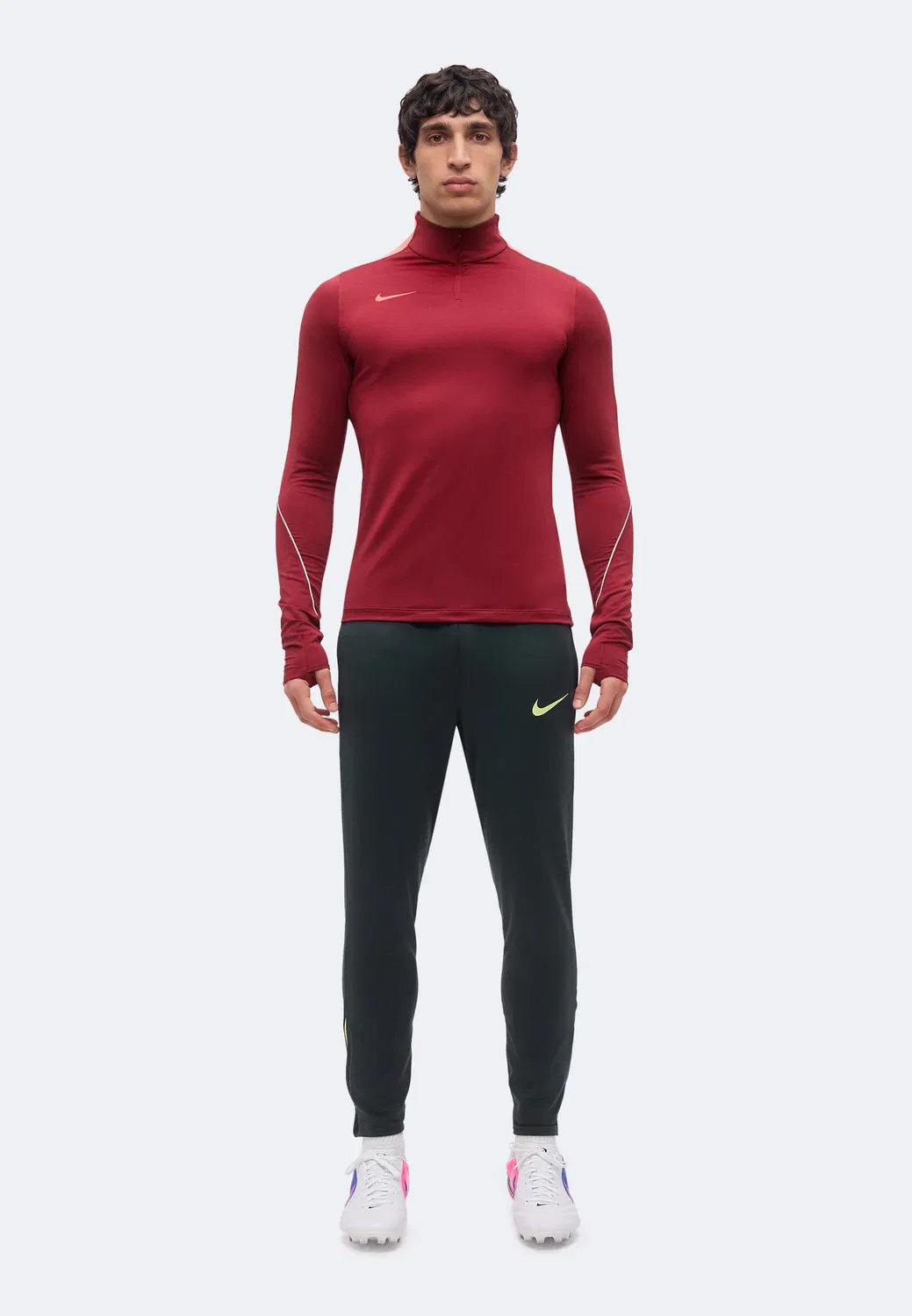 Мужская футбольная тренировочная футболка с длинными рукавами Nike Performance, Team Red/Bright Crimson/White — фото 2
